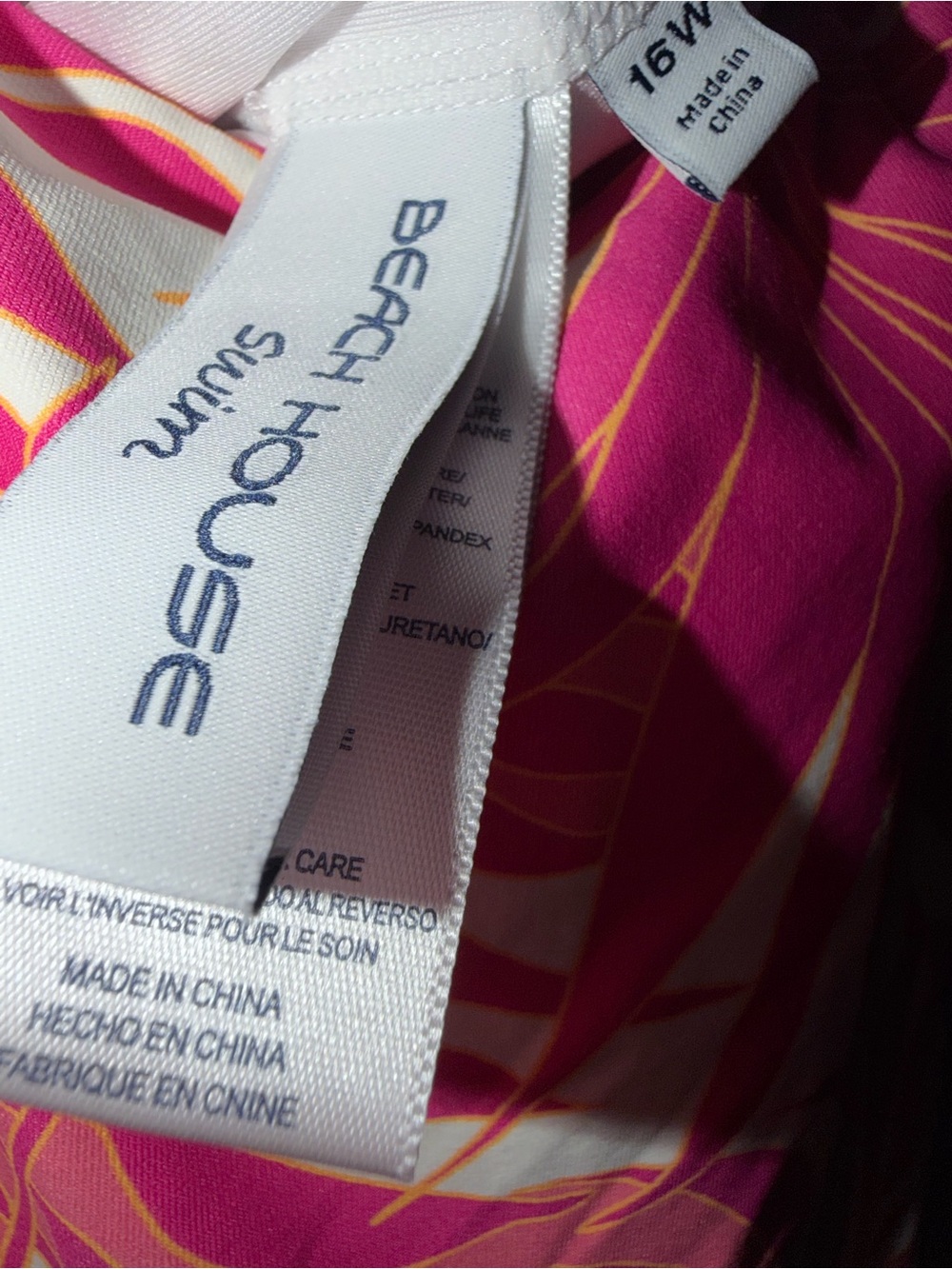 Beach House Fuchsia & White Tropical Swim Top - Picture 3 of 3
